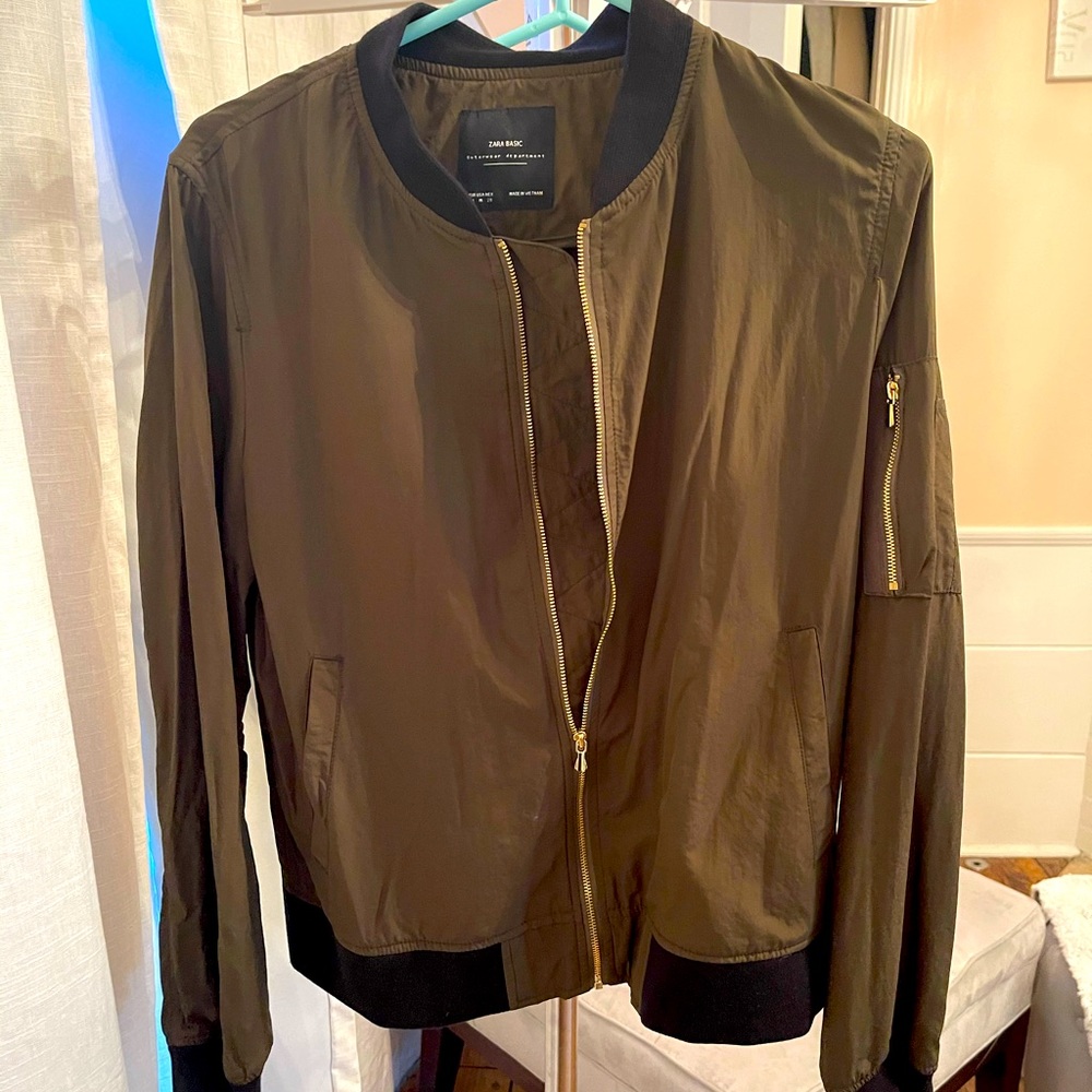 Zara Olive Green Bomber Jacket